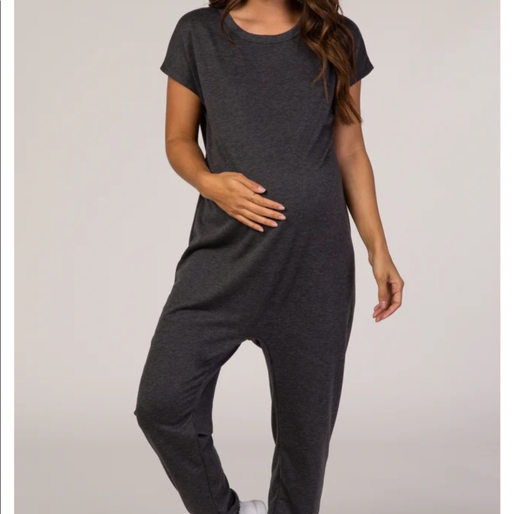 PinkBlush Charcoal Short sleeve Maternity Jumpsuit - Size Small